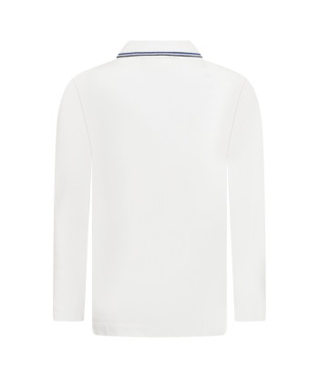 Emporio Armani Boys Long Sleeve Polo Shirt In White pas cher 