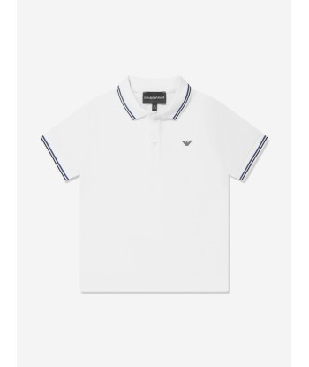 Emporio Armani Boys Logo Polo Shirt In White rembourrage situé sous