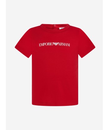 Emporio Armani Baby Boys Logo T-Shirt in Red la livraison gratuite