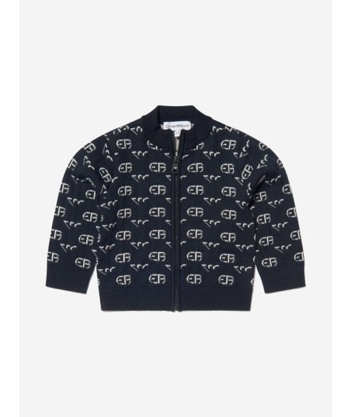 Emporio Armani Baby Boys Wool Knitted Logo Zip Up Top français