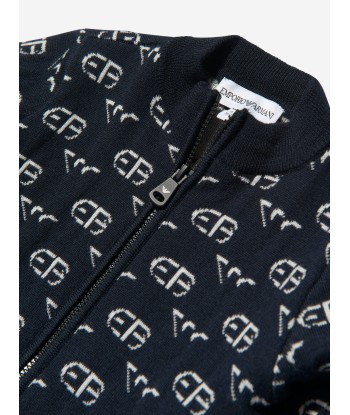 Emporio Armani Baby Boys Wool Knitted Logo Zip Up Top français