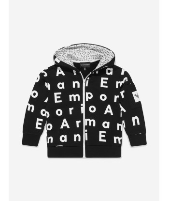 Emporio Armani Boys All Over Logo Zip Up Hoodie à prix réduit toute l'année