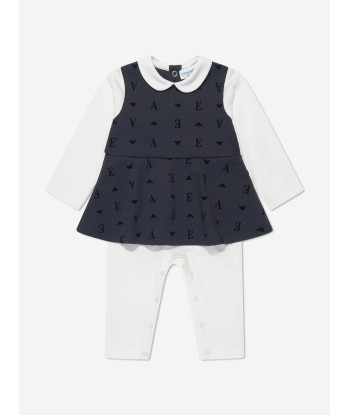 Emporio Armani Baby Girls Flocked Logo Romper Dress chez Cornerstreet bien 