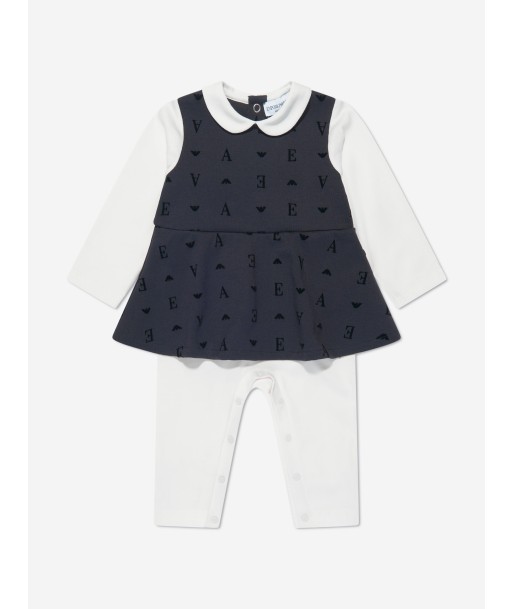 Emporio Armani Baby Girls Flocked Logo Romper Dress chez Cornerstreet bien 