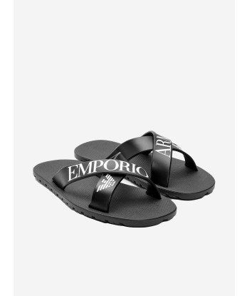 Emporio Armani Boys PVC Logo Print Flip Flops livraison et retour toujours gratuits