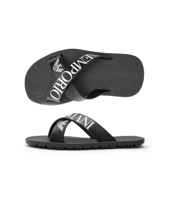 Emporio Armani Boys PVC Logo Print Flip Flops livraison et retour toujours gratuits