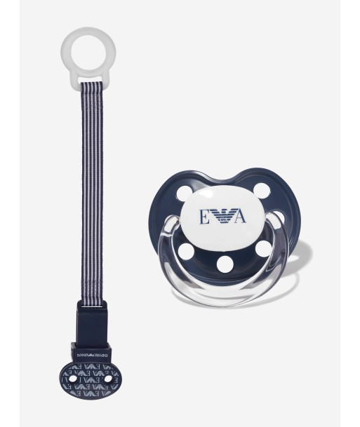 Emporio Armani Baby Dummy And Pacifier Set In Navy le des métaux précieux