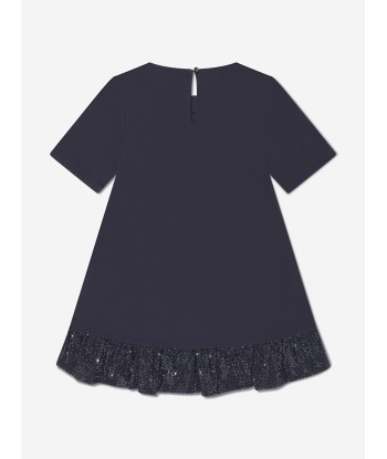 Emporio Armani Girls Side Sequin Dress In Navy en linge