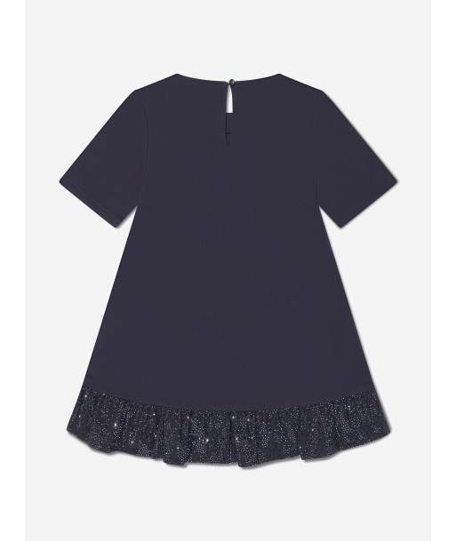 Emporio Armani Girls Side Sequin Dress In Navy en linge