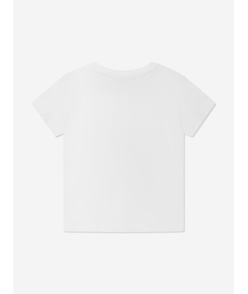 Emporio Armani Girls Diamante Logo T-Shirt In White paiement sécurisé