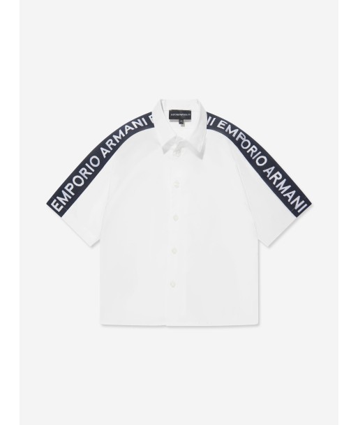 Emporio Armani Boys Logo Tape Short Sleeve Shirt In White rembourrage situé sous