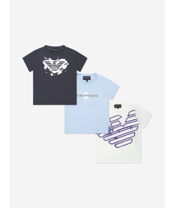 Emporio Armani Boys Logo T-Shirt Set (3 Pack) In Blue Le MVP de beaucoup