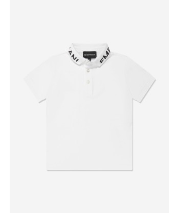 Emporio Armani Boys Logo Collar Polo Shirt In White suggérées chez