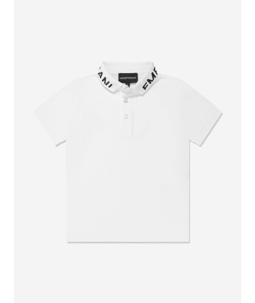 Emporio Armani Boys Logo Collar Polo Shirt In White suggérées chez