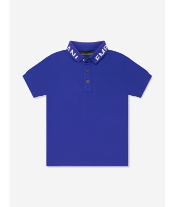 Emporio Armani Boys Logo Collar Polo Shirt In Blue de technologie