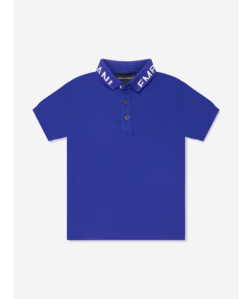 Emporio Armani Boys Logo Collar Polo Shirt In Blue de technologie