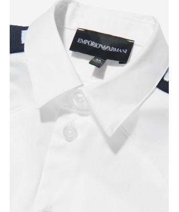 Emporio Armani Boys Logo Tape Short Sleeve Shirt In White rembourrage situé sous