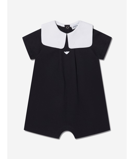 Emporio Armani Baby Sailor Neck Romper In Navy la livraison gratuite