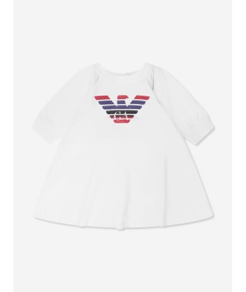 Emporio Armani Baby Girls Eagle Diamante Sweater Dress In White Comparez et commandez 