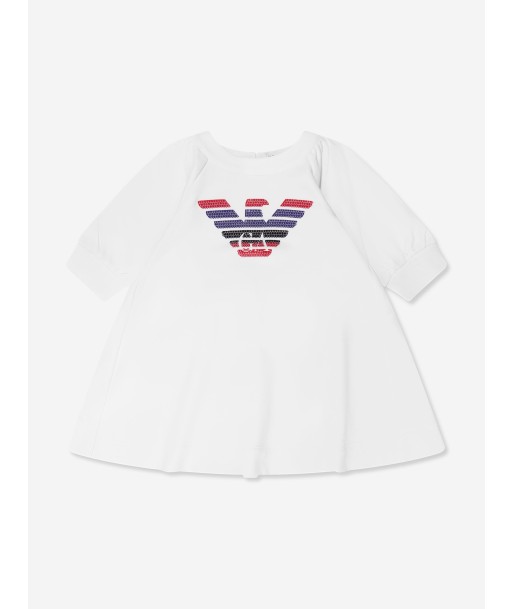 Emporio Armani Baby Girls Eagle Diamante Sweater Dress In White Comparez et commandez 