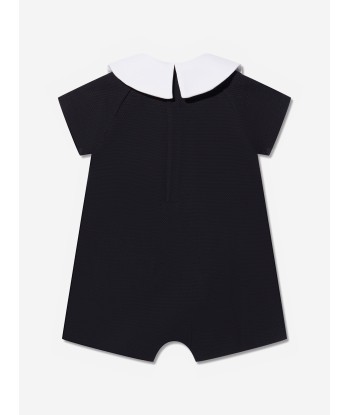 Emporio Armani Baby Sailor Neck Romper In Navy la livraison gratuite