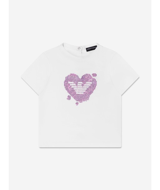 Emporio Armani Baby Girls Diamante Heart T-Shirt In White france