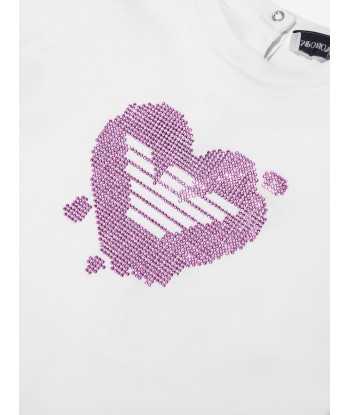 Emporio Armani Baby Girls Diamante Heart T-Shirt In White france