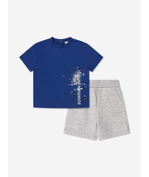 Emporio Armani Baby Boys T-Shirt And Shorts Set In Blue pas cher