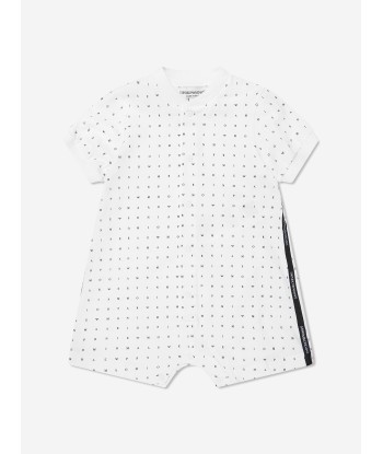 Emporio Armani Baby Logo Romper In White Par le système avancé 