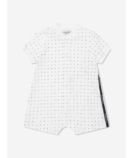 Emporio Armani Baby Logo Romper In White Par le système avancé 