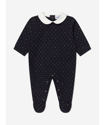 Emporio Armani Baby Boys Logo Babygrow In Navy pas cher