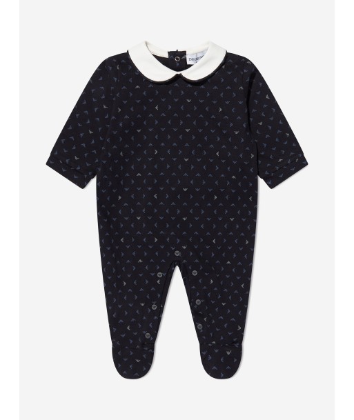 Emporio Armani Baby Boys Logo Babygrow In Navy pas cher