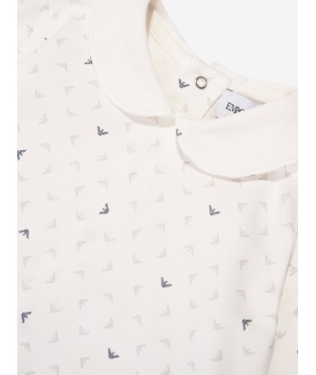 Emporio Armani Baby Logo Babygrow In White Dans la société mordern