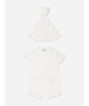 Emporio Armani Baby Romper and Blanket Gift Set In White en linge