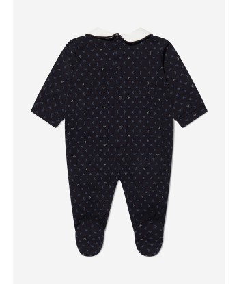 Emporio Armani Baby Boys Logo Babygrow In Navy pas cher