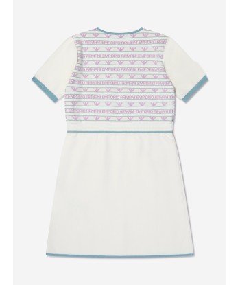 Emporio Armani Girls Short Sleeve Logo Dress In White 50-70% off 