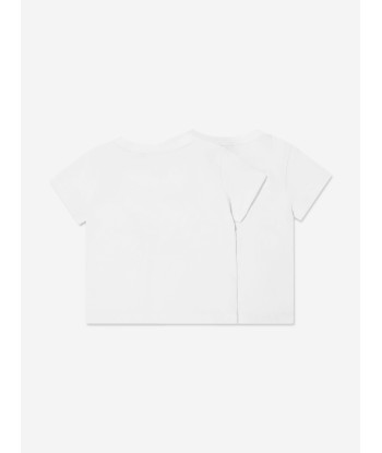 Emporio Armani Girls Logo T-Shirt Set (2 Pack) In White pas cher