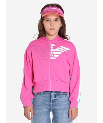 Emporio Armani Girls Logo Zip Up Hoodie In Pink les ligaments