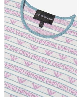 Emporio Armani Girls Short Sleeve Logo Dress In White 50-70% off 