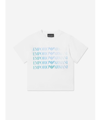 Emporio Armani Boys Logo T-Shirt In White rembourrage situé sous