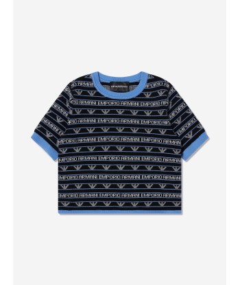 Emporio Armani Girls Short Sleeve Logo Jumper In Navy français