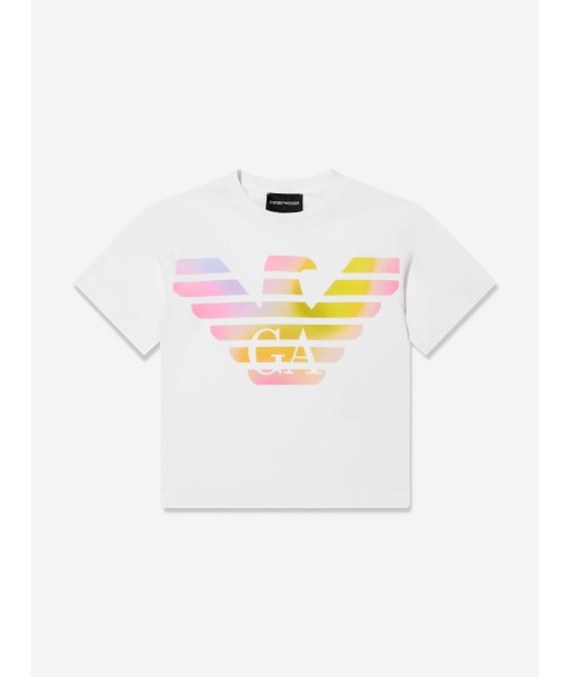 Emporio Armani Girls Logo T-Shirt In White pas cher 