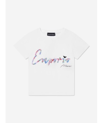 Emporio Armani Girls Logo T-Shirt In White l'évolution des habitudes 