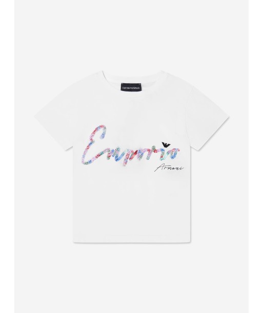 Emporio Armani Girls Logo T-Shirt In White l'évolution des habitudes 