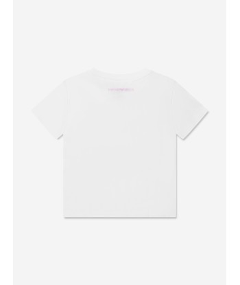 Emporio Armani Girls Logo Print T-Shirt In White Faites des économies