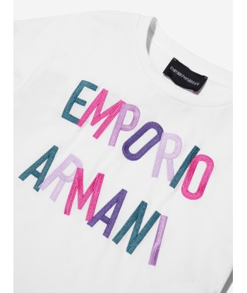 Emporio Armani Girls Logo Print T-Shirt In White Faites des économies