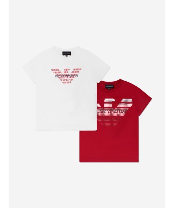 Emporio Armani Boys 2 Piece Logo T-Shirt Set In Red Faites des économies