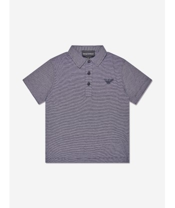 Emporio Armani Boys Striped Logo Polo Shirt In Blue 50% de réduction en Octobre 2024