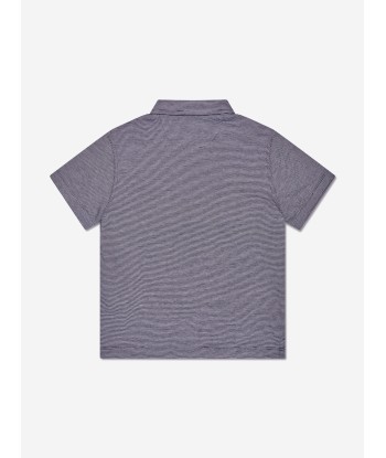 Emporio Armani Boys Striped Logo Polo Shirt In Blue 50% de réduction en Octobre 2024