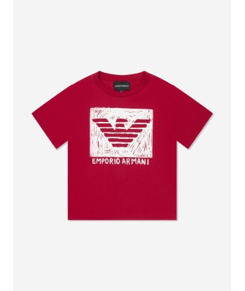 Emporio Armani Boys Logo T-Shirt In Red pas cher 